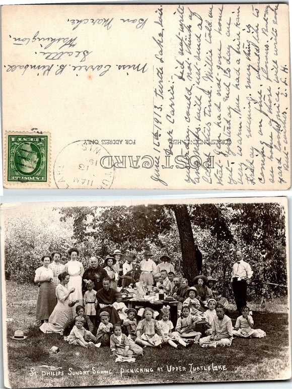 1900s Postcard of Turtle Lake WI Family sent to Seattle WA PHOTO $$$