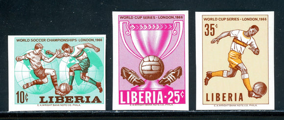 Liberia Scott #444-446 IMPERF MNH WORLD CUP 1966 England Soccer CV$14+ os1