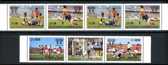 St. Thomas & Prince Scott #497-498 MNH STRIPS WORLD CUP 1978 Argentina CV$22+