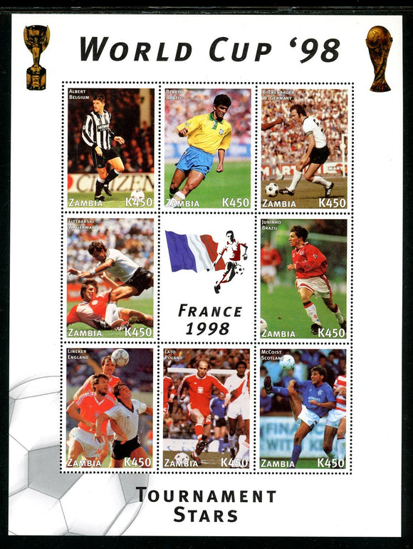 Zambia Scott #729 MNH S/S WORLD CUP 1998 France Soccer PLAYERS CV$5+