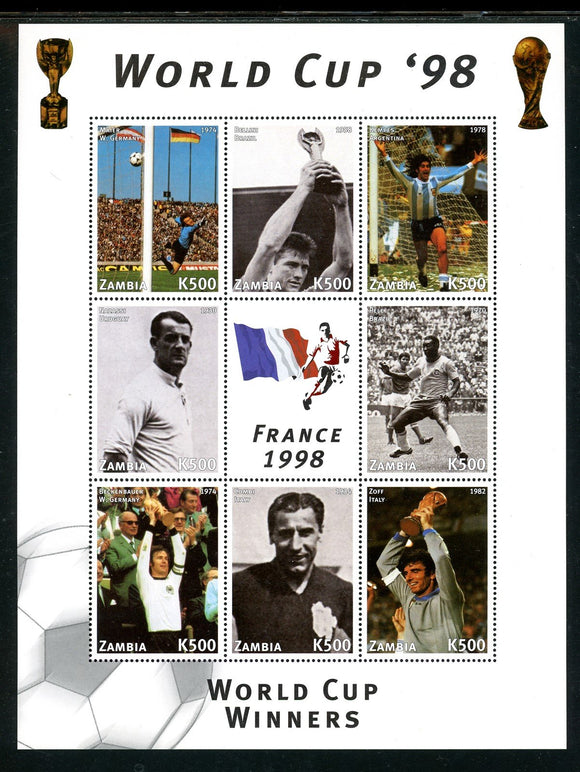 Zambia Scott #730 MNH S/S WORLD CUP 1998 France Soccer PLAYERS CV$6+