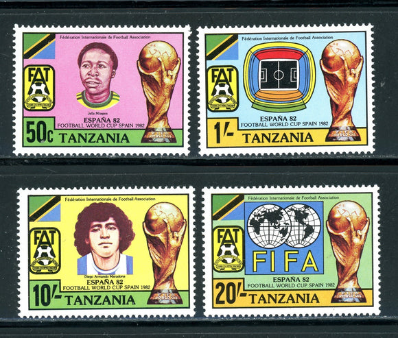 Tanzania Scott #197-200 MNH WORLD CUP 1982 Spain Soccer Football CV$10+
