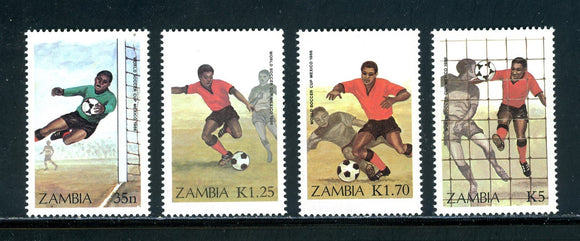 Zambia Scott #350-353 MNH WORLD CUP 1986 Mexico Soccer Football CV$8+