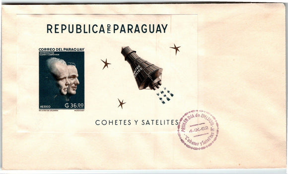 Paraguay Scott #706 S/S IMPERF FIRST DAY COVER Astronauts SPACE 377245
