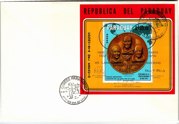 Paraguay Scott #1241 FIRST DAY COVER Astronauts Armstrong Collins Aldrin 377253