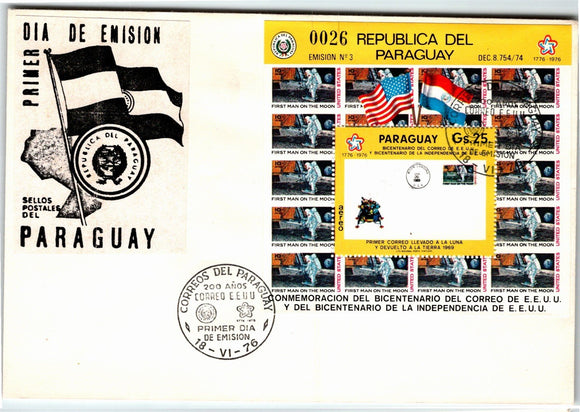 Paraguay Scott #1673 FIRST DAY COVER U.S. Bicentennial and Space $$ 377255