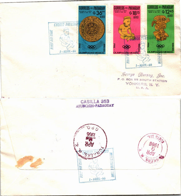 Paraguay Scott #932-934 FIRST DAY COVER Pre-Columbian Art $$ 377268
