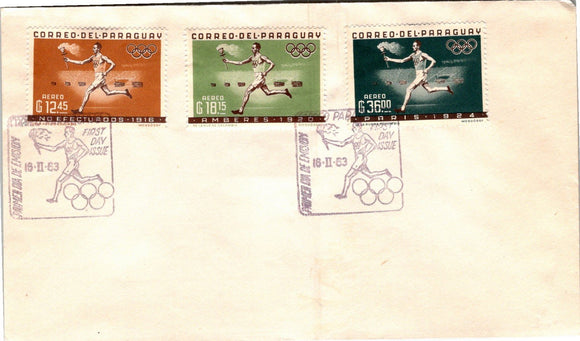 Paraguay Scott #741-743 FIRST DAY COVER Modern Olympic Games $$ 377271