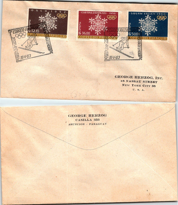 Paraguay Scott #757-759 FIRST DAY COVER Winter Olympic Games $$ 377272