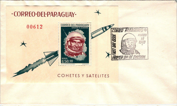 Paraguay Scott #751a FIRST DAY COVER Walter Schirra U.S. Astronaut S/S $$ 377289