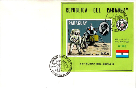 Paraguay Scott #1243 FIRST DAY COVER Apollo 12 Astronauts Space $$ 377313