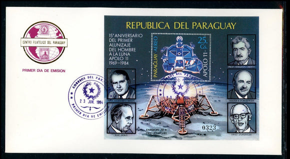 Paraguay Scott #C574 FIRST DAY COVER S/S Apollo 11 Scientists SPACE $$ 377322