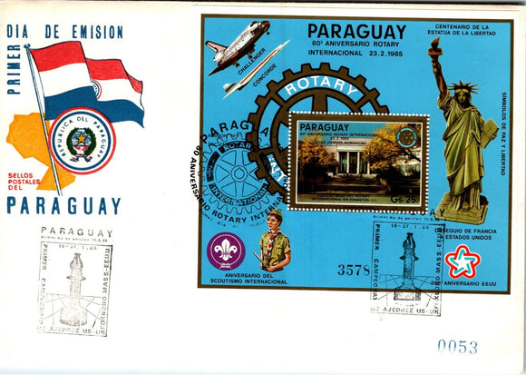 Paraguay Scott #C595 FIRST DAY COVER Rotary Int'l 80th ANN HQ Building 377327