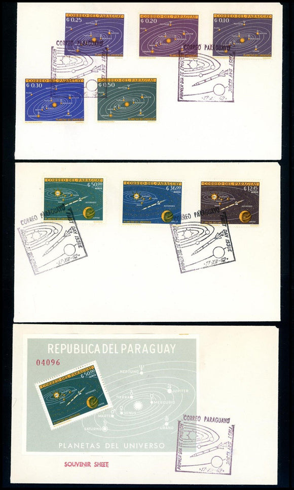 Paraguay Scott #728-735a FIRST DAY COVERS Solar System SPACE $$ 377338