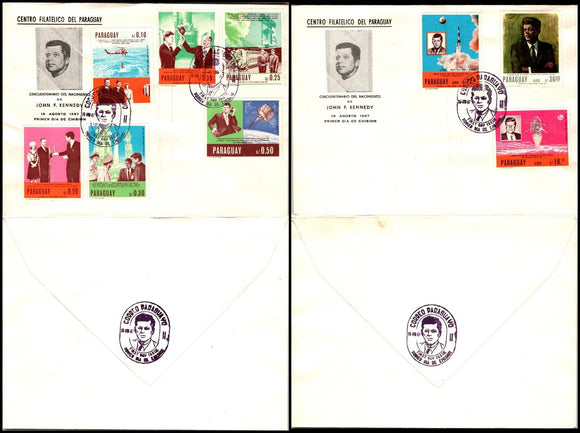 Paraguay Scott #994-1001 FIRST DAY COVERS S/S JFK 50th Birth ANN Space $$ 377349