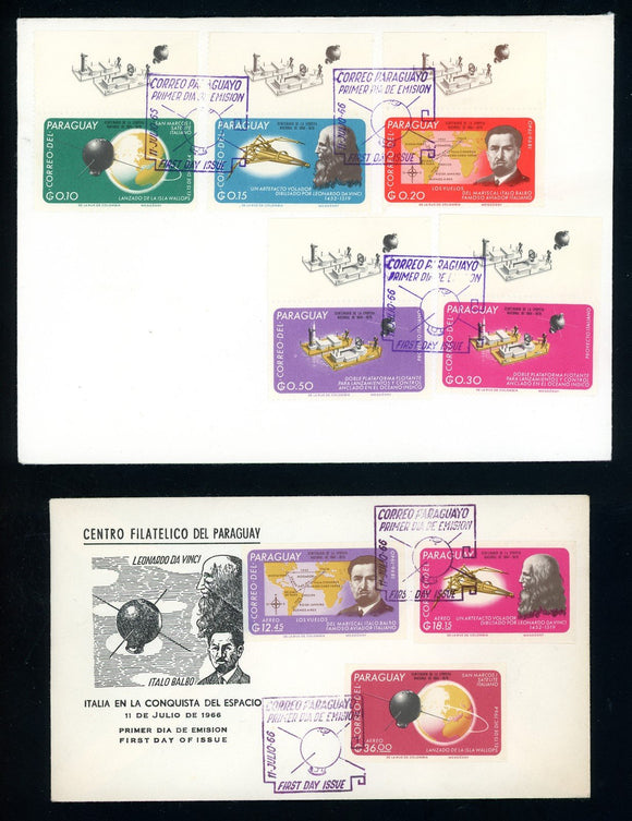 Paraguay Scott #959-966 FIRST DAY COVERS Italian Contributors to Space $$ 377364