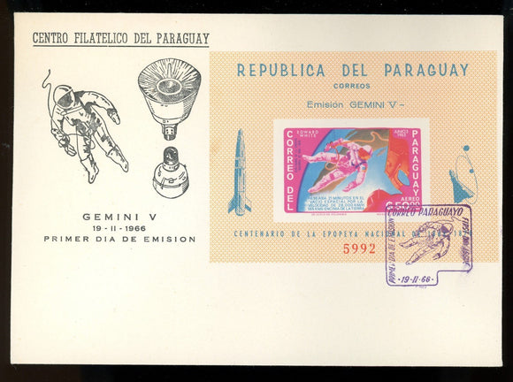 Paraguay Scott #918a IMPERF FIRST DAY COVER S/S Astronauts/Exploration $$ 378172