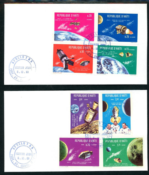 Haiti Scott #624-624G IMPERF FIRST DAY COVERS Apollo Space Missions $$ 378187