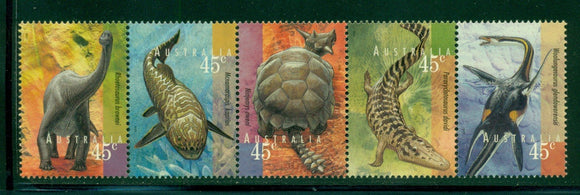 Australia Scott #1616a MNH STRIP of 5 Prehistoric Animals FAUNA CV$6+ 378254