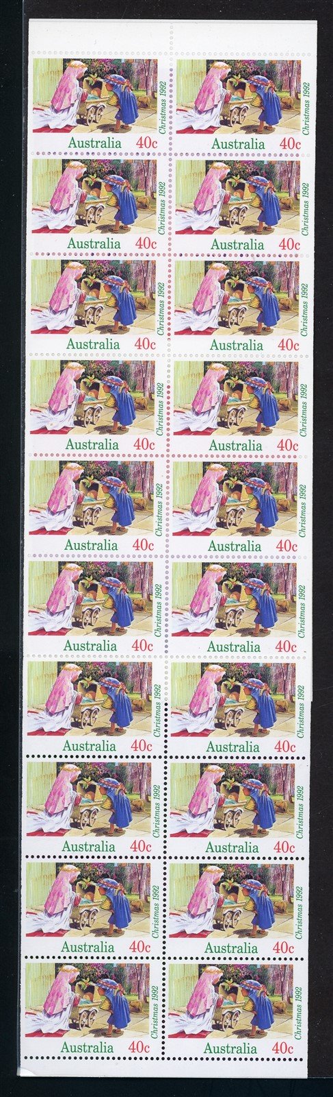 Australia Scott #1303a MNH BOOKLET of 20 Christmas 1992 CV$14+ 378287