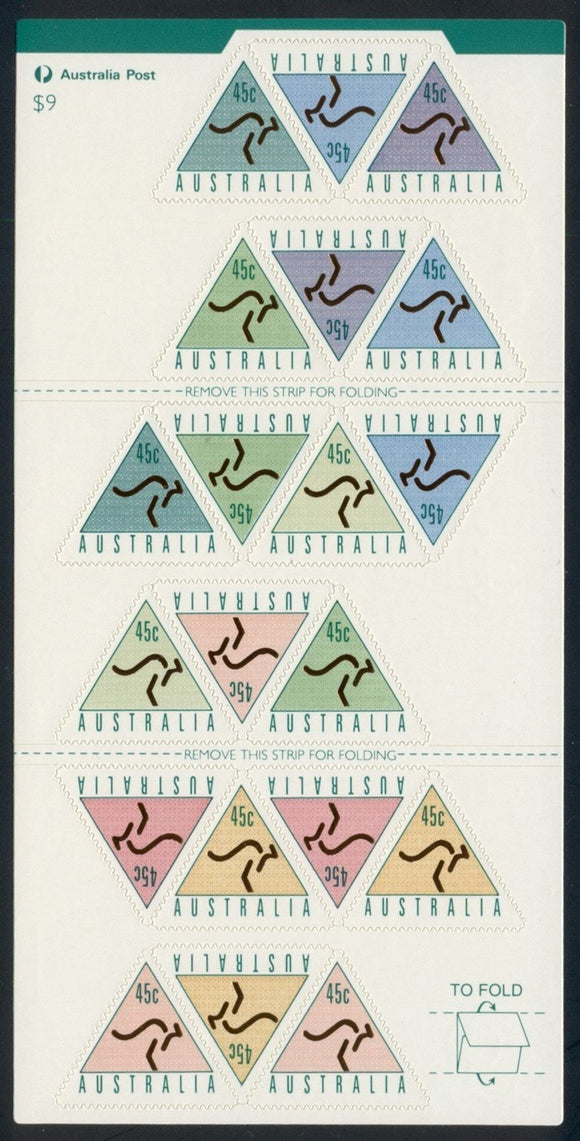 Australia Scott #1405a SA PANE of 20 Triangle Kangaroo Stamps CV$24+ 378298