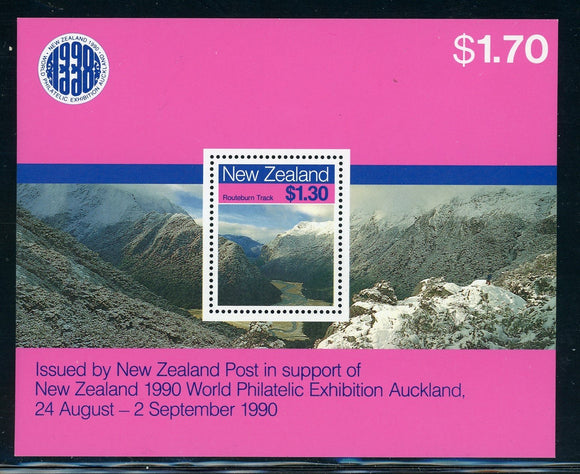 New Zealand Scott #906a MNH S/S World Philatelic Exhibition 1990 CV$3+ 378337