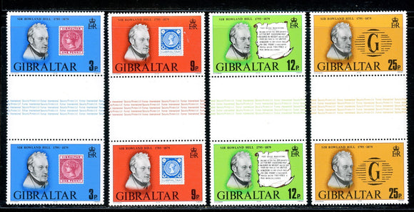 Gibraltar Scott #378-381 MNH GUTTER PAIRS Sir Rowland Hill Death ANN $$ 378378