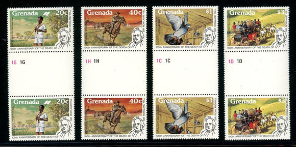 Grenada Scott #926-929 MNH GUTTER PAIRS Sir Rowland Hill Death ANN $$ 378384