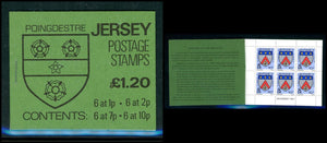 Jersey Scott #256a MNH BOOKLET of 4 PANES 1p 2p 7p 10p Family ARMS CV$6+ 378393