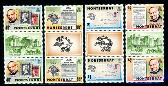 Montserrat Scott #406-409 MNH GUTTER PAIRS Sir Rowland Hill ANN $$ os1 378411