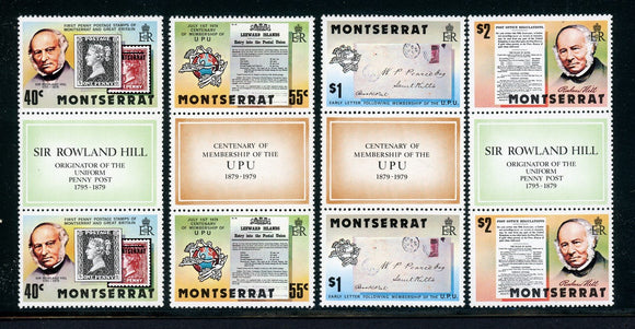 Montserrat Scott #406-409 MNH GUTTER PAIRS Sir Rowland Hill ANN $$ 378412