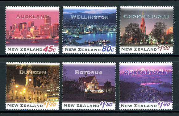 New Zealand Scott #1249-1254 MNH N.Z. Cities at Night CV$8+ 378478