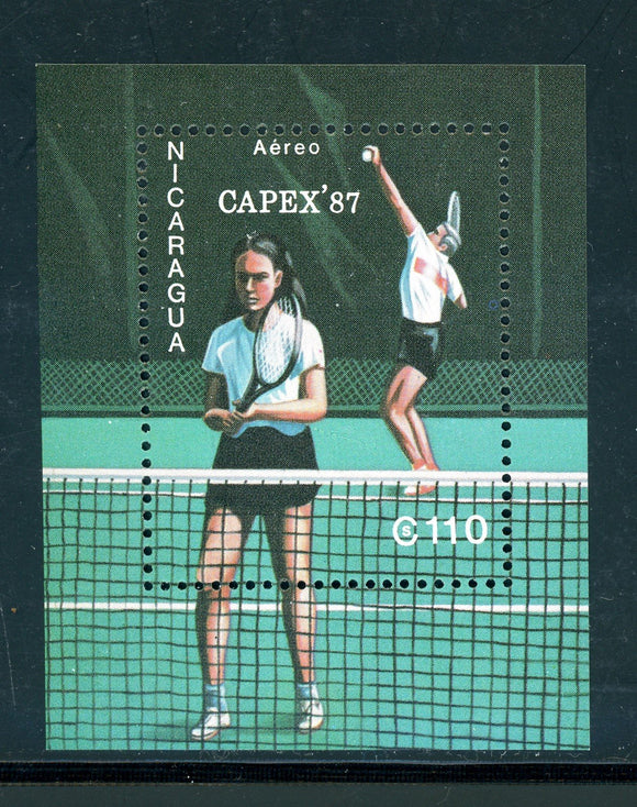 Nicaragua Scott #1631 MNH S/S Tennis CAPEX '87 Stamp EXPO' CV$5+ 378520