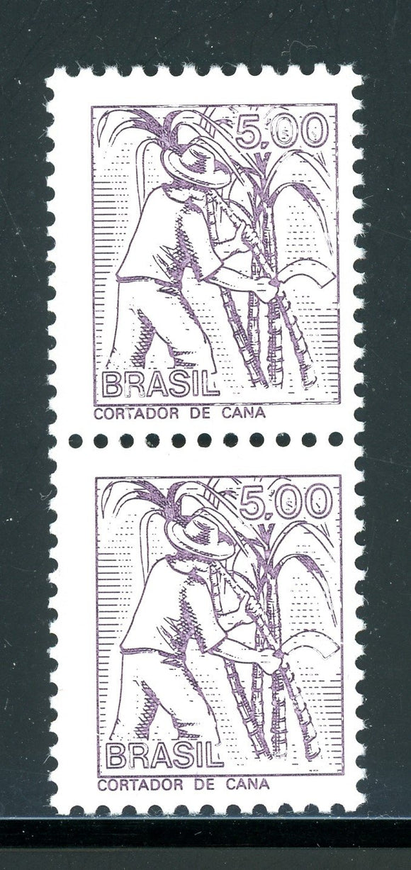 Brazil Scott #1453 MNH PAIR Sugar Cane Cutting 5cr CV$7+ 380857