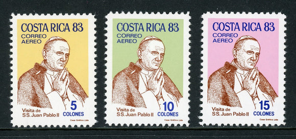 Costa Rica Scott #C904-C906 MNH Visit of Pope John Paul II CV$12+ 381077