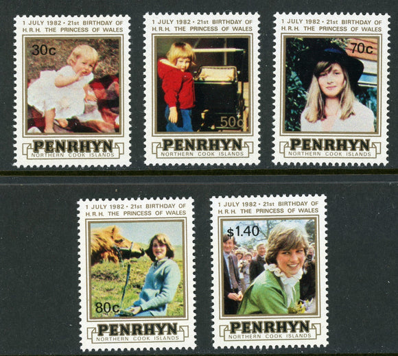 Penrhyn Island Scott #190-194 MNH Princess Diana's 21st B'day CV$6+ 382805 ish-1