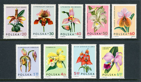 Poland Scott #1346-1354 MNH Orchids Flowers FLORA CV$4+ 382813 ish-1