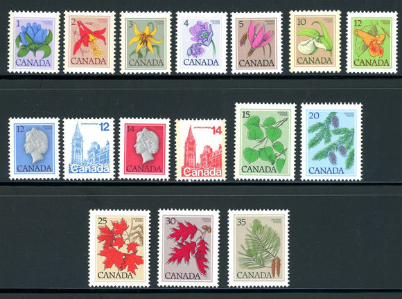 Canada Scott #705-721 MNH 1977-'79 Trees/Flowers Definitives CV$5+ 382892 ish-1