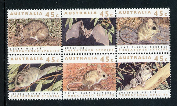 Australia Scott #1235 MNH BLOCK of 6 Threatened Species FAUNA CV$5+ 383026 ish-1