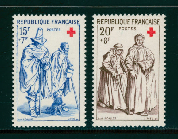 France Scott #B318-B319 MNH Callot Engraving Red Cross CV$8+ 383065 ish-1