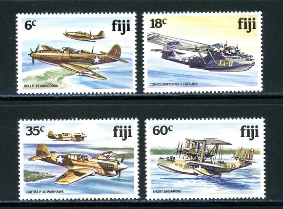 Fiji Scott #454-457 MNH WW II Aircraft CV$10+ 383137 ish-1