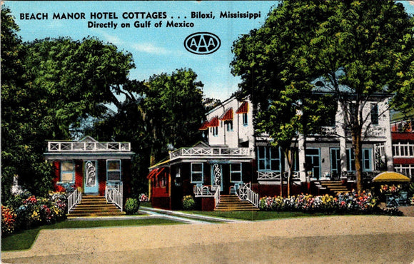 Postcard Beach Manor Hotel Cottages Biloxi MS, unaddressed $$ 383321 ISH