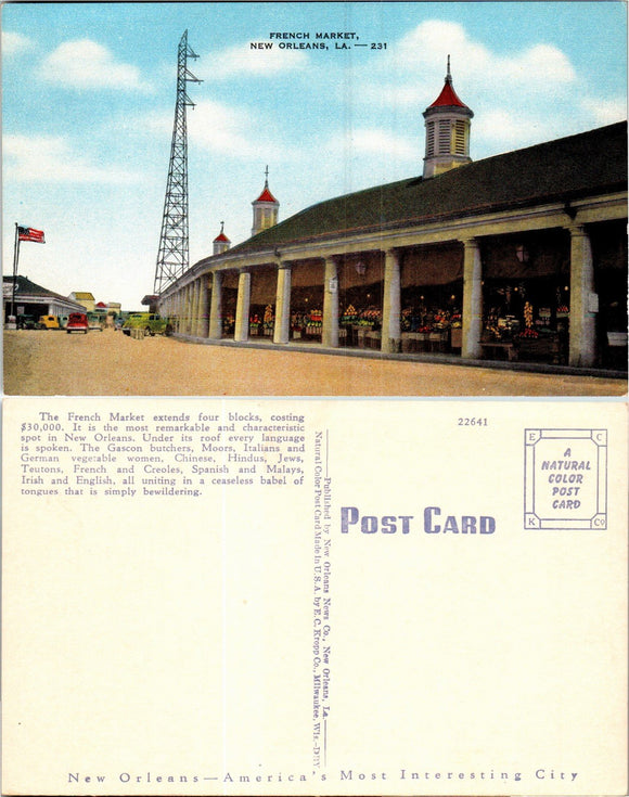 Postcard French Market New Orleans LA, unaddressed $$ 383341 ISH