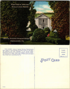 Postcard Home of James Monroe Charlottesville VA, unaddressed $$ 383347 ISH
