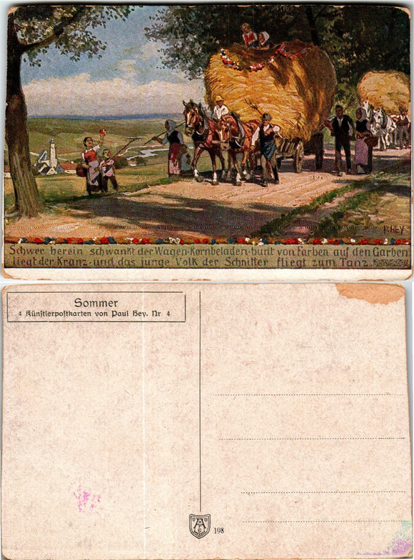 Postcard Germany, Fall Haying, unaddressed $$ 383361 ISH
