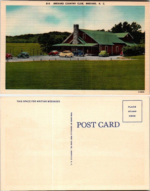 Postcard Brevard Country Club NC, unaddressed $$ 383390 ISH