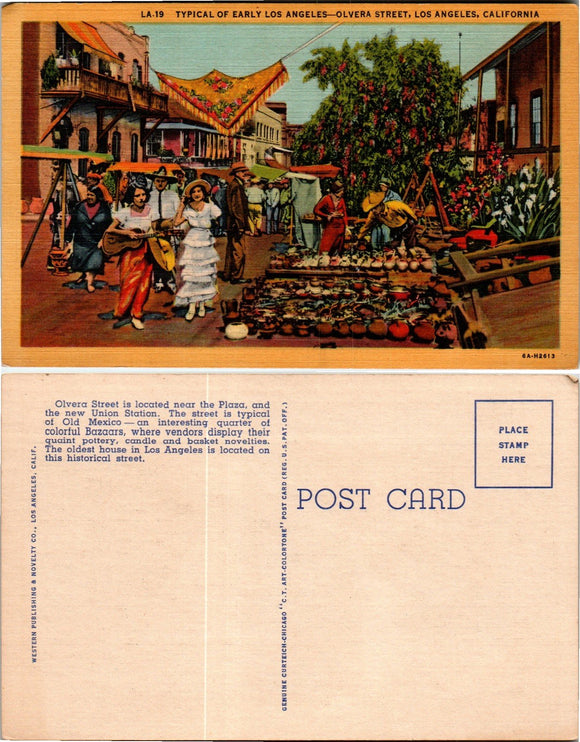 Postcard Olvera Street L.A. CA, unaddressed $$ 383410 ISH