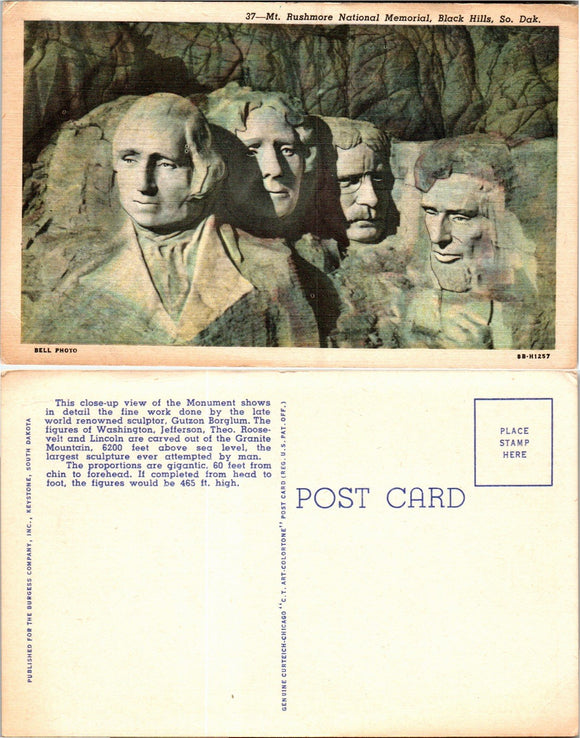Postcard Mt. Rushmore SD, unaddressed $$ 383412 ISH