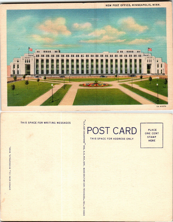 Postcard New Post Office Minneapolis MN, unaddressed $$ 383416 ISH