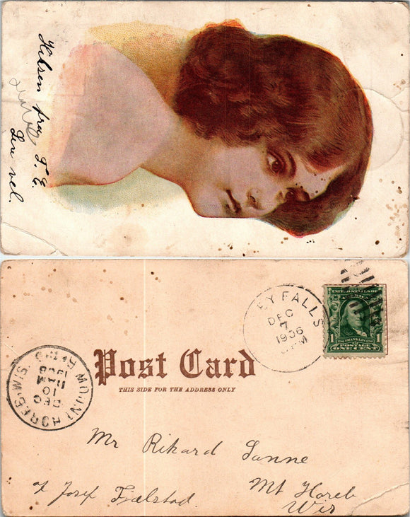Postcard RPO 1908 Mount Horeb WI to Mt Horeb WI $$ 383440 ISH